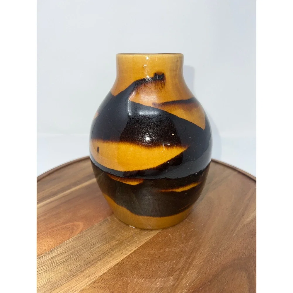Unique Ceramic Vase Earth Tones‎ Abstract Design